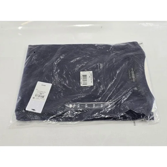 NWT Guess Mens Short Sleeve Small Triangle Knit Shirt Sz XXL - Summer Night Blue - Picture 9 of 12